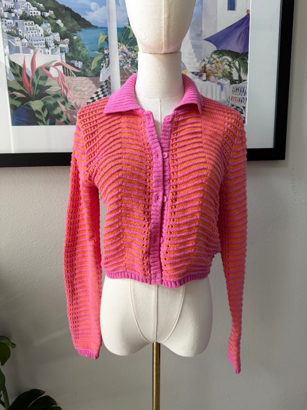 Cotton On 100% Cotton Knit Cropped Cardigan Sz Small